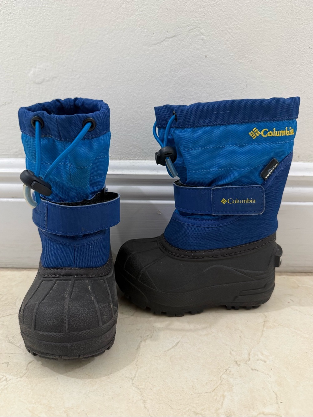 Columbia Powderbug Plus II Blue Boys' Waterproof Winter Boots Size 7 Toddler EUC